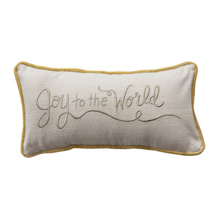 Lumbar Pillow with "Joy to the World" Embroidery & Velvet Back
