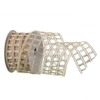 Champagne Gold Knitted Metallic Net Ribbon Sold by the Foot