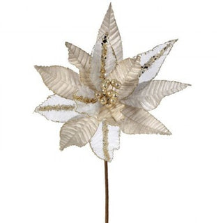 Champagne Velvet Poinsettia Stem