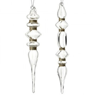 Clear and Gold Glass Finial Ornament Assorted