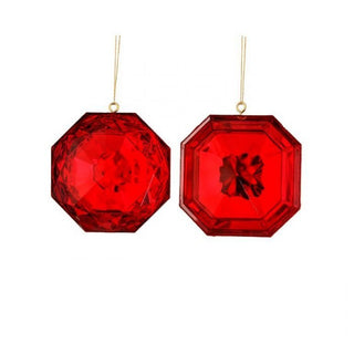 Red Acrylic Round or Square Precious Gem Ornament Assorted