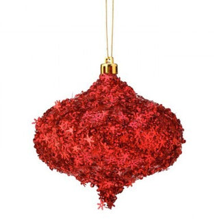 Red Metallic Snowflake Onion Ornament