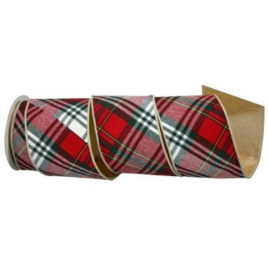 Red, Green, & White Cotton Plaid Ribbon Sold by the Foot