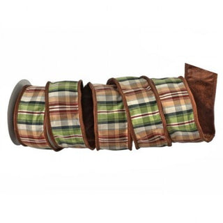 2.5" Plaid Ribbon with Faux Leather Back - Sold by the Foot