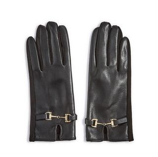 Madison Glove in Vegan Leather with Horse Bit Detail Assorted suede gold black