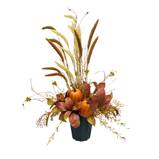 Magnolia & Foxtail Arrangement with Pumpkins