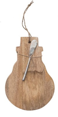 Mango Wood Christmas Shaped Board with Canape Knife Set Assorted snowman