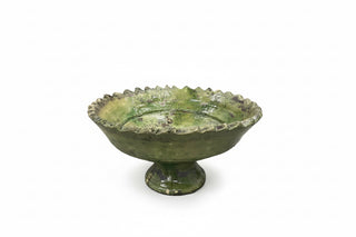 Medium Green Tamegroute Compote ceramic antique distressed look