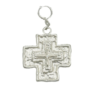 Medium Silver Cross with Design Scarf Charm