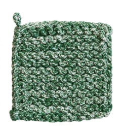 Melange Cotton Crocheted Pot Holder Assorted green & white