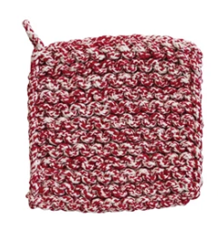 Melange Cotton Crocheted Pot Holder Assorted red & white