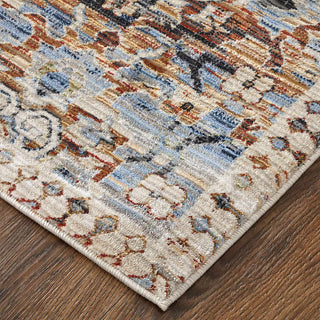 Melrose Ivory Rust 7'10"x10'3" Rug blue rust taupe floral