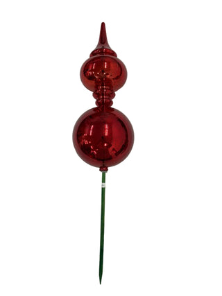 Mercury Glass Finial Stake in Red
