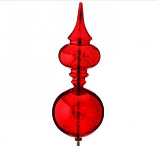 Mercury Glass Finial Stake in Red Christmas decoration
