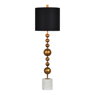 Meredith Table Lamp antique gold distressed marble base black shade