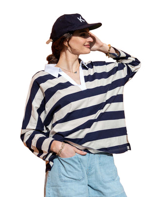 Mersea Amelia Rugby Tee in Ecru & Navy Stripe
