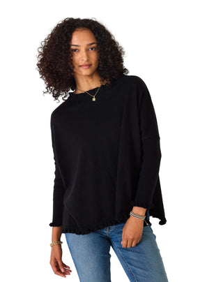 Mersea Catalina Cotton Ruffle Sweater in Black