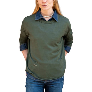 Mersea Catalina Crewneck Sweater in Deep Emerald
