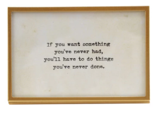Metal & Glass Frame w/ Easel & Saying, Gold Finish, 3 Styles (Holds 4" x 6" Photo) do things you've never done
