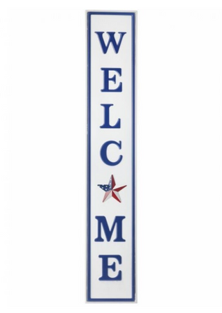 Metal Patriotic Welcome Sign red white blue star