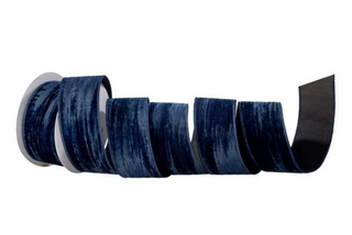 Midnight Blue Crush Wave Velvet Ribbon 2.5" SOLD BY THE FOOT navy