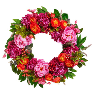 Mixed Pink Floral Wreath 24"