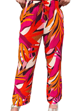 Multicolor Marquise Woven Pants Pink Orange Floral