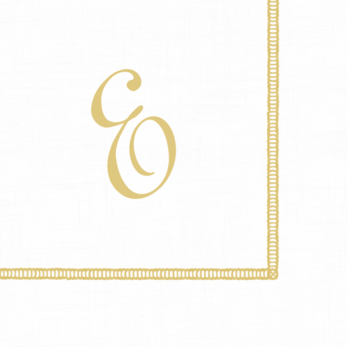 Cocktail Napkin with Hemstitch and Script Initial E
