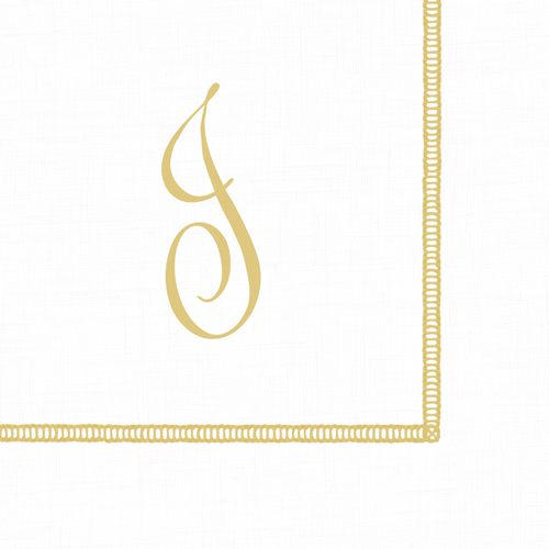 Cocktail Napkin with Hemstitch and Script Initial J