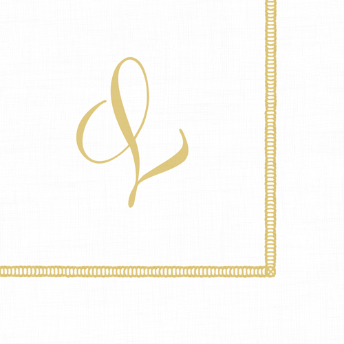 Cocktail Napkin with Hemstitch and Script Initial L