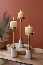Load image into Gallery viewer, Brass &amp; Marble Candle Holders
