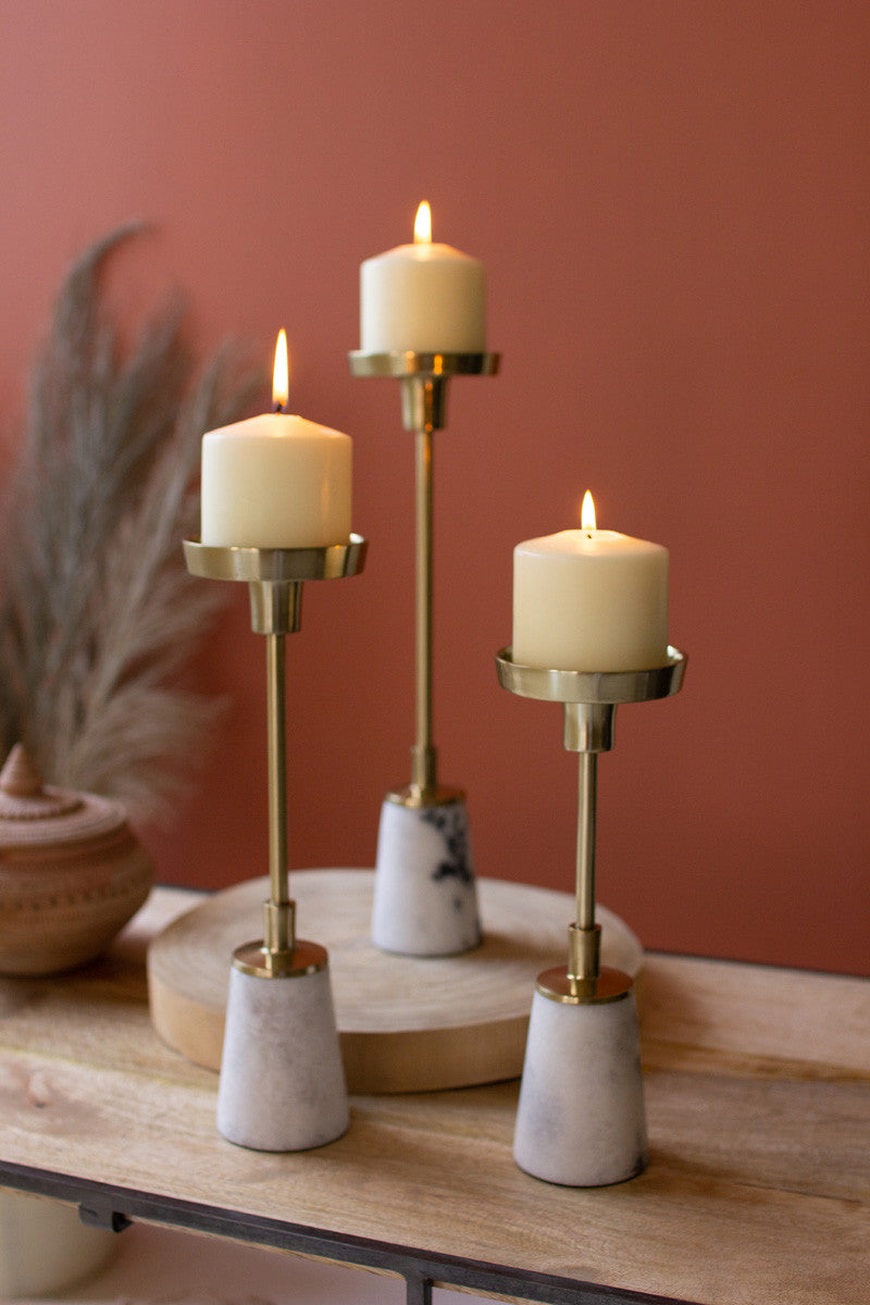 Brass & Marble Candle Holders