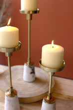 Load image into Gallery viewer, Brass &amp; Marble Candle Holders
