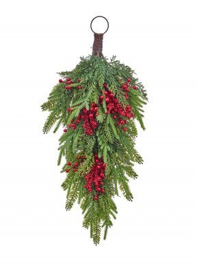 Natural Touch Teardrop with Red Berries 26"