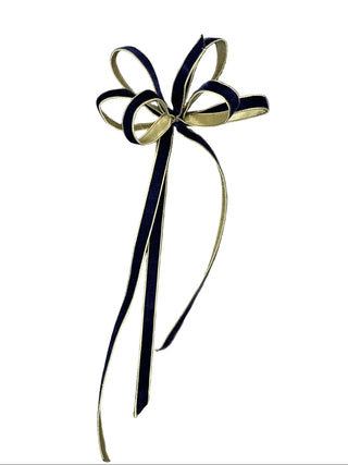 Navy Blue Velvet & Metallic Gold Bow Christmas