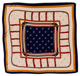 Navy/Brown/Red Printed Silky Scarf