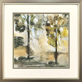 Nearing Autumn Framed Print left trees