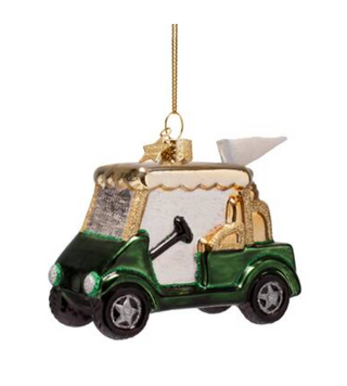 Night Green Golf Cart Glass Ornament