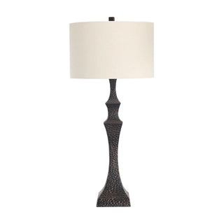 Nix Table Lamp bronze resin hammer white barrel