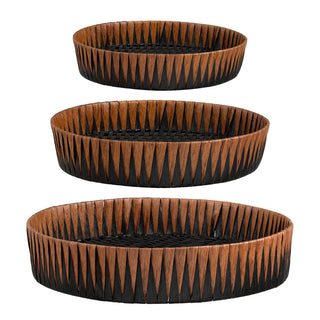 Novalie Trays Assorted rattan caramel brown and black 