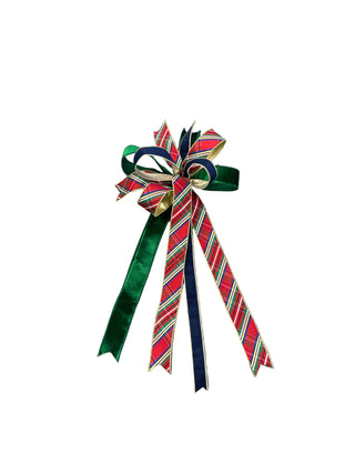 Nutcracker Plaid with Green and Blue Bow blue red green gold