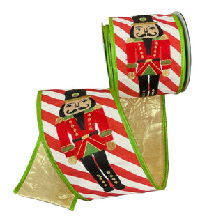 Nutcracker Print Metallic Dupion Back Ribbon 4" - SOLD BY THE FOOT