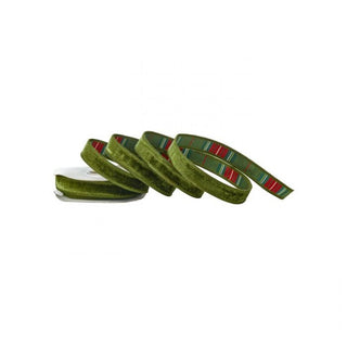 Olive Green Velvet with McKenzie Green Plaid Backing Ribbon 1" SOLD BY THE FOOT