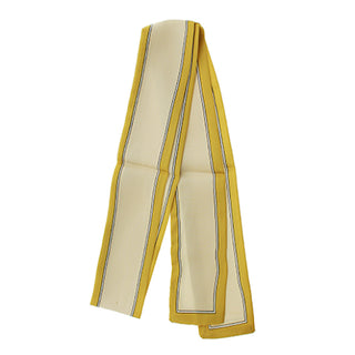 Olive Line Border Narrow Scarf 48in