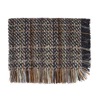 Ombre Throw in Granite gray beige white brown navy fringe blanket