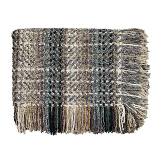 Ombre Throw in Platinum fringe blanket brown teal white beige
