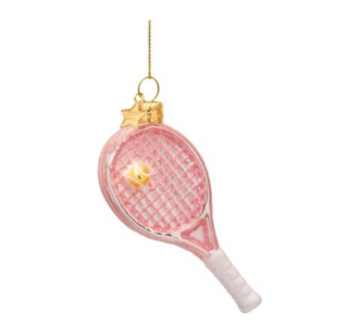 Opal Soft Pink Tennis Racket Glass Ornament