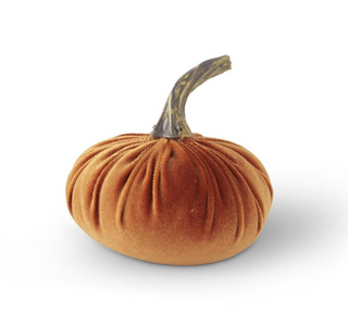 Orange Velvet Stuffed Pumpkin 4" fall autumn