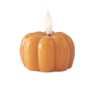 Orange Wax LED Flicker Flame Pumpkin Candle with Timer