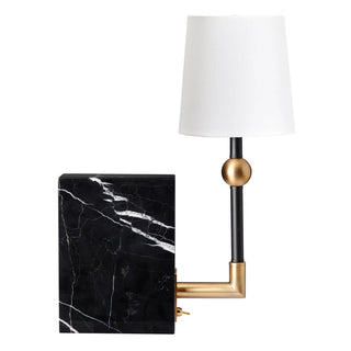 Orwell Table Lamp black marble white shade gold